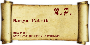 Manger Patrik névjegykártya